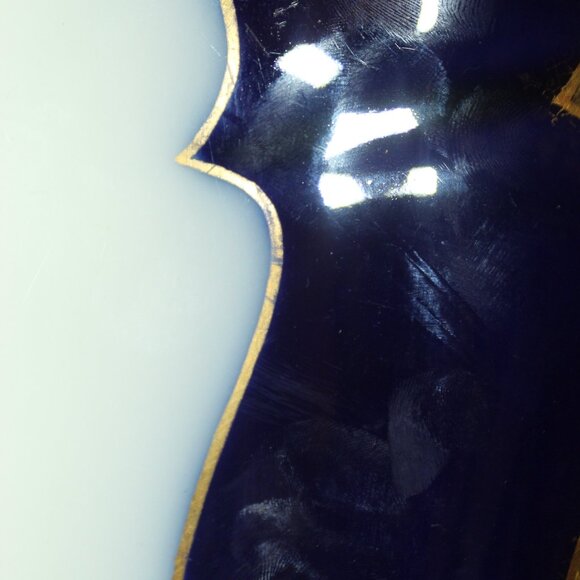 GM Guerin Limoge France Large 18" x 12.75"  Cobalt Blue Gold Filagree Platter - Picture 6 of 6